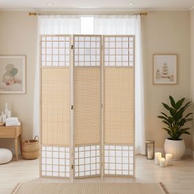 Paravent Natural Bamboo Slats | 3-panel | Wood | Shoji Room Divider | Partition Privacy Screen