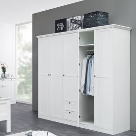 Wardrobe Cupboard White with Drawers 5 Doors Bedroom Wardrobe Furniture Storage Closet