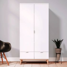 Wardrobe Closet White180 cm Wood Cabinet 2 Doors Hallway Cabinet Multipurpose Cabinet