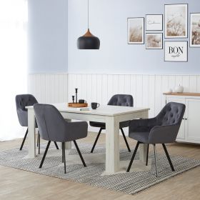 Upholstered Chair Velvet Grey | Set of 4 | swivel | with Armrests | Kitchen Dining Room Office