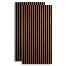 Acoustic Panels Wall Panels 60 x 120 cm Brown Walnut | Wood | 2-piece Set | 3D Strips
