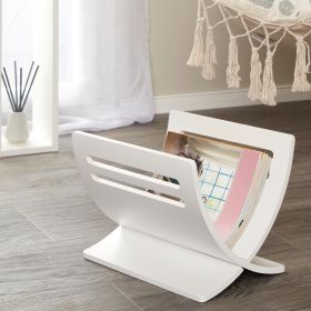 Newspaper Rack White Natural Brown Magazine Holder