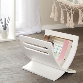 Newspaper Rack White Natural Brown Magazine Holder