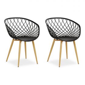 Set of 2 Garden chair with armrests Camping chairs Black Garden armchairs Outdoor chairs Plastic Egg chair Indoor chairs Kitchen chairs