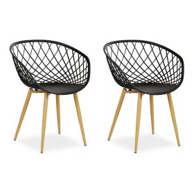 Set of 2 Garden chair with armrests Camping chairs Black Garden armchairs Outdoor chairs Plastic Egg chair Indoor chairs Kitchen chairs