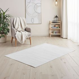 Soft Grey Rug 160x230 cm – Modern Short Pile Living Room Rug – Non Slip Bedroom Carpet – Washable Fluffy Area Rug