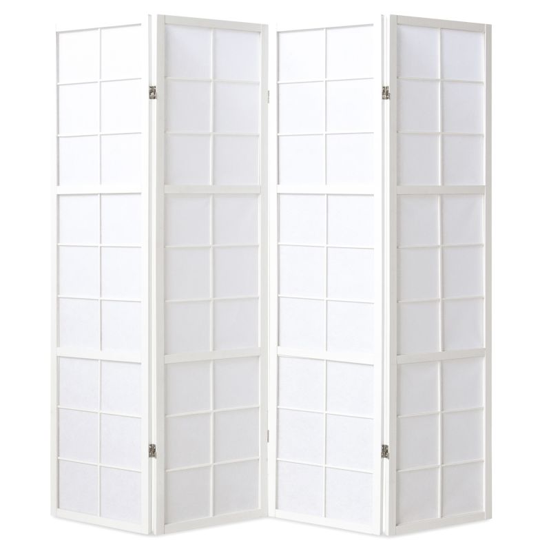 Paravent room divider 4 parts partition wall Shoji Foldable White