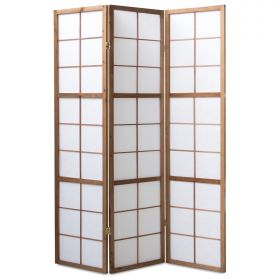 Paravent Brown Shoji Rice Paper White | 3-panel | Wood | Room Divider Partition Privacy Screen