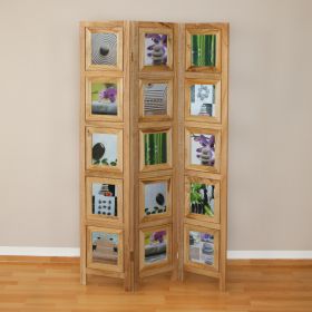 Paravent Pictures Photos Natural | 3-panel | Wood | Room Divider Partition Privacy Screen