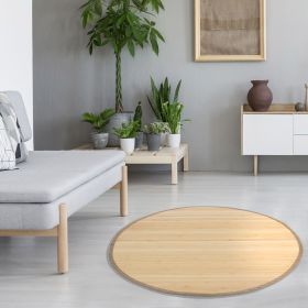 Bamboo carpet Rug 90 cm round in Light Natural