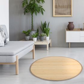 Bamboo carpet Rug 120 cm round in Light Natural
