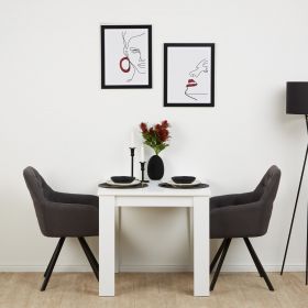 Modern Dining Table White 80x80 cm with 2 Chairs Linen Anthracite Dining Room Table Wooden Table