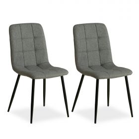 Upholstered Chair Linen Grey | Set of 2 | without Armrests | Kitchen Dining Room Office