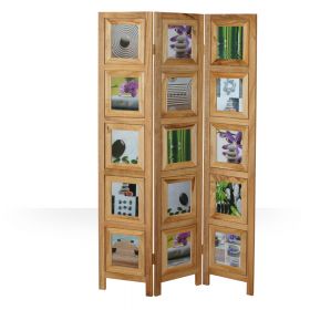 Paravent Pictures Photos Natural | 3-panel | Wood | Room Divider Partition Privacy Screen