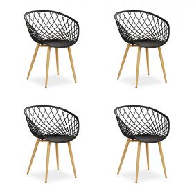 Set of 4 Garden chair with armrests Camping chairs Black Garden armchairs Outdoor chairs Plastic Egg chair Indoor chairs Kitchen chairs