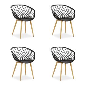 Set of 4 Garden chair with armrests Camping chairs Black Garden armchairs Outdoor chairs Plastic Egg chair Indoor chairs Kitchen chairs