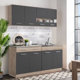 Kitchen Unit without Appliances 160 cm Gray | Oak | Single Kitchen | Mini Kitchen | Kitchen Element