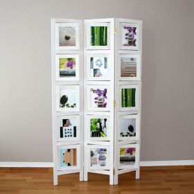 Paravent Pictures Photos White | 3-panel | Wood | Room Divider Partition Privacy Screen