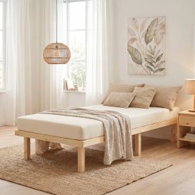 Bed frame 90x200 cm Wooden bed Untreated Single bed Solid wood Bed without headboard Guest bed Youth bed Mattress Slatted frame