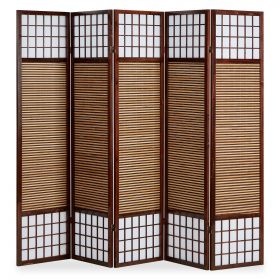 Paravent Brown Bamboo Shoji Rice Paper White | 3-panel | Wood | Room Divider Partition Privacy Screen