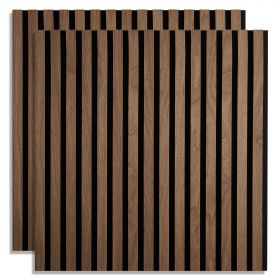 Acoustic Panels Wall Panels 60 x 60 cm Brown Walnut | Wood | 2-piece Set | 3D Strips