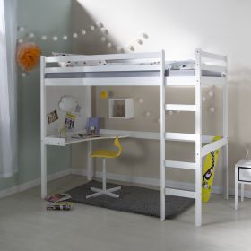 Loft Bed Kids 90x200 cm White | Ladder | Desk Included