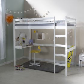 Loft Bed Kids 90x200 cm White | Ladder | Desk Included