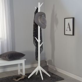 Coat stand 10 hooks white wooden wardrobe clothes rack garment rack clothing rack