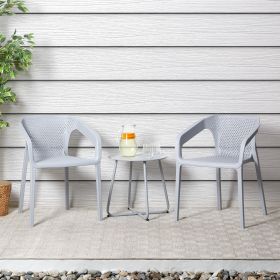 Set of 2 Garden chair with armrests Camping chairs Grey Outdoor chairs Plastic Egg chair Lounger chairs Stacking chairs