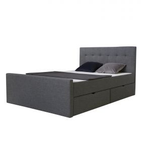 Upholstered Bed Frame Double Bed 120x200 Grey Platform Bed Fabric Headboard 2 Drawers