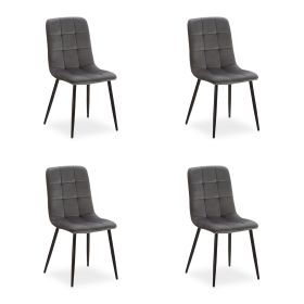 Upholstered Chair Velvet Grey | Set of 4 | without Armrests | Kitchen Dining Room Office