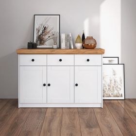 Chest of Drawers Sideboard Oak Matt White Wood Solid Cupboard Highboard