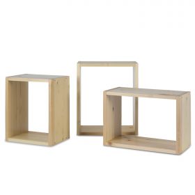 Wooden Rack Set of 3 Hanging Shelf Bookcase Bookshelf 3 Parts Wood Natural