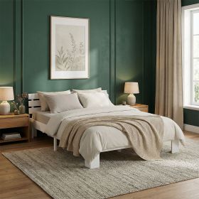 Double Bed with Mattress and Slatted Frame 120x200 Bed White Solid Pine Wooden Bed Futon Bed