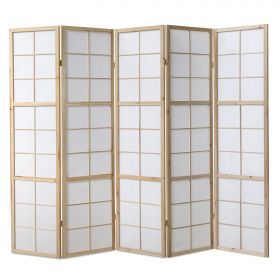 Paravent Natural Shoji Rice Paper White | 5-panel | Wood | Room Divider Partition Privacy Screen