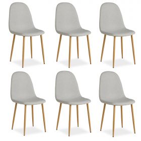Upholstered Chair Linen Grey | Set of 6 | rounded Backrest | without Armrests | Kitchen Dining Room Office