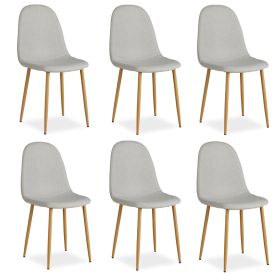 Upholstered Chair Linen Grey | Set of 6 | rounded Backrest | without Armrests | Kitchen Dining Room Office