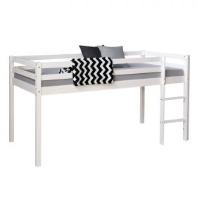 Loft Bed Kids 90x200 cm White Basic | with Slatted Frame