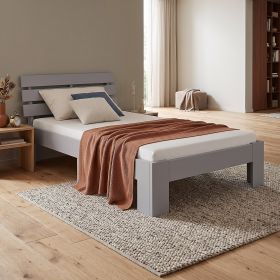 Wooden Bed 90x200 cm Gray | Single Bed | With Slatted Base | Solid Wood | Children's, Teen, or Guest Bedroom