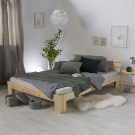 Wooden bed 90 120 140 160 180 cm white natural or grey double bed futon bed frame solid wood single bed