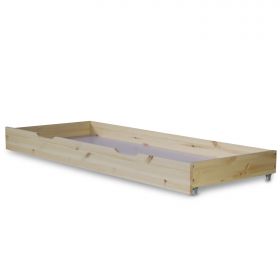 Wood Bed 140x200 cm Natural | Double Bed with Storage Drawer | with Slatted Frame | Solid | Kids Youth Guest Bedroom