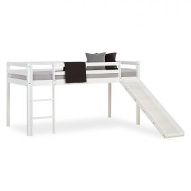 Loft Bed Kids 90x200 cm White | Slide | without Slatted Frame