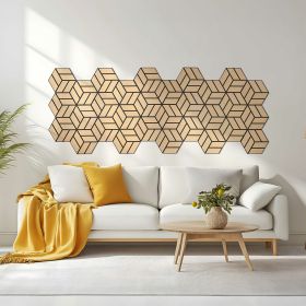 Akustikpaneele Holz 30 x 26 cm Braun Grau Natur Paneele Hexagon Wandpaneele 3D Wandpaneel Wandverkleidung Dekorpaneel