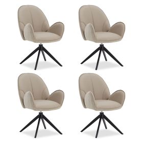Dining Chair Set of 4 Modern Egg Chairs Bouclé Leather Beige Armchairs Dining Room Chairs Upholstered Chairs Eames Chairs