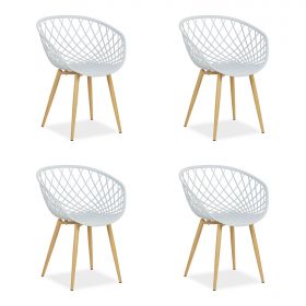 Set of 4 Garden chair with armrests Camping chairs Grey Garden armchairs Outdoor chairs Plastic Egg chair Indoor chairs Kitchen chairs