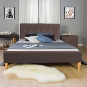 fabric Bed Upholstered Bed Frame King 160 x 200 brown 5FT